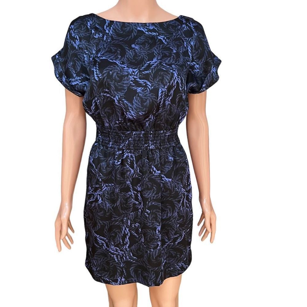 BCBGeneration Dress Size XS Elastic Waist BLACK BLUE OPEN BACK  POCKETS